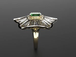 emeralds and diamonds luxury ring 3D Model