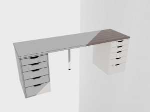 table ikea linnmonalex white-brown 3D Model