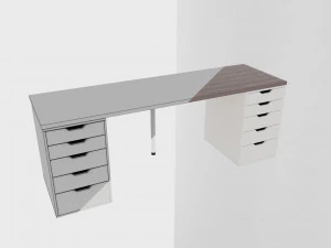 стіл ikea linnmonalex біло-коричневий 3D Модель