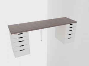 table ikea linnmonalex white-brown 3D Model