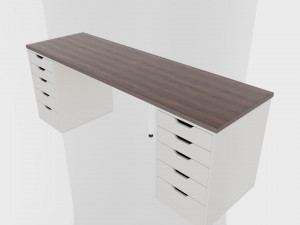 table ikea linnmonalex white-brown 3D Model
