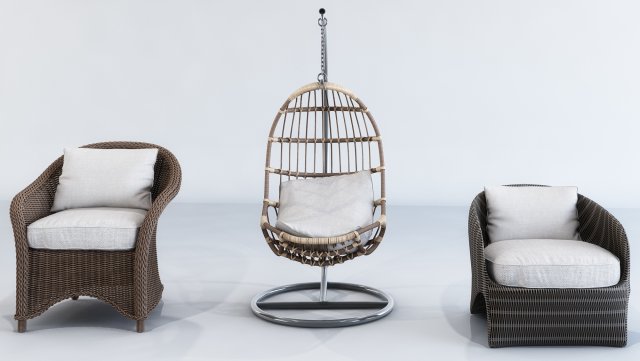 straw furniture outdoor 3D मॉडल .c4d .max .obj .3ds .fbx .stl .blend