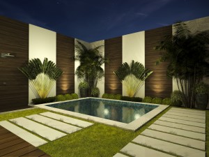 swimming pool with landscaping 3D Модель