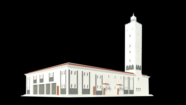 mosque exterior 3D 模型 .c4d .max .obj .3ds .fbx .stl .blend 