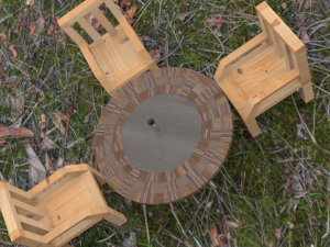 round wooden table 3D 모델