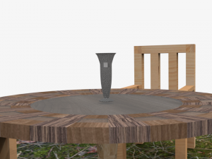 round wooden table 3D Model