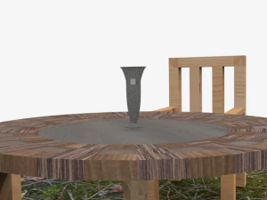 round wooden table 3D Model
