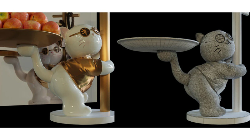 Cute cat ornaments 3D Model .c4d .max .obj .3ds .fbx .stl .blend 
