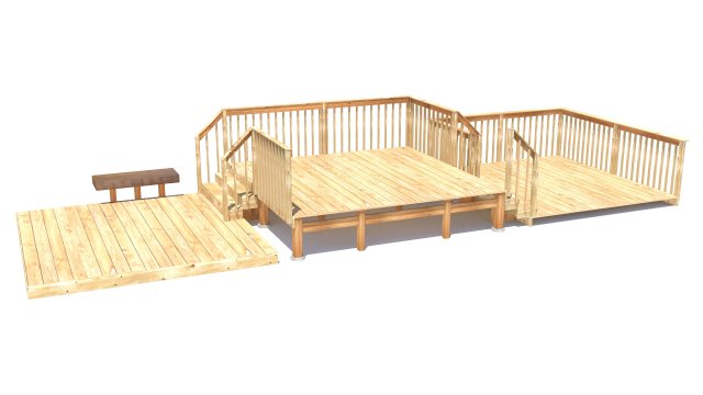 three level deck for house 3D मॉडल .c4d .max .obj .3ds .fbx .stl .blend 
