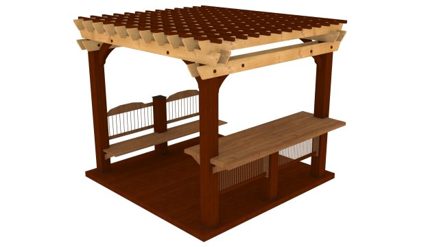 patio gazebo with floor 3D Model .c4d .max .obj .3ds .fbx .stl .blend 
