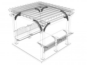 patio gazebo with floor 3D Model