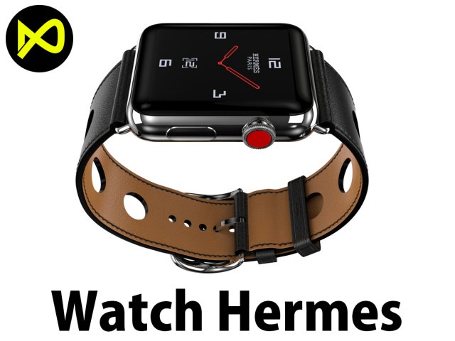 apple watch herms series 3 Model 3D .c4d .max .obj .3ds .fbx .stl .blend 
