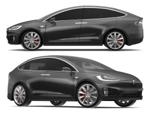 2017 tesla model x solid black - obsidian black metallic 3D Model