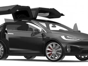 2017 tesla model x solid black - obsidian black metallic 3D Model