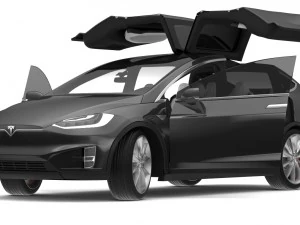 2017 tesla model x solid black - obsidian black metallic 3D Model