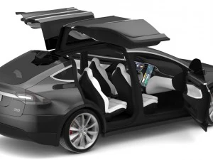 2017 tesla model x solid black - obsidian black metallic 3D Model