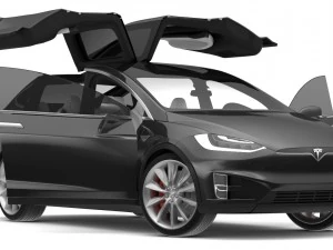 2017 tesla model x solid black - obsidian black metallic 3D Model