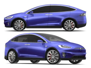 2017 tesla model x deep blue metallic 3D Model