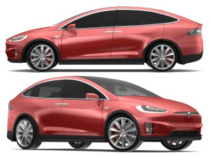 tesla x red multi-coat 3D Model