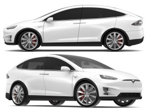 2017 tesla model x solid white-pearl white multi-coat 3D Model