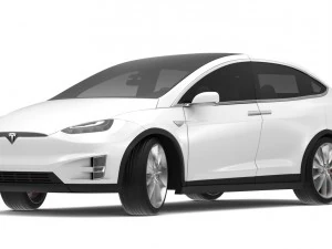 2017 tesla model x solid white-pearl white multi-coat 3D Model