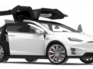2017 tesla model x solid white-pearl white multi-coat 3D Model