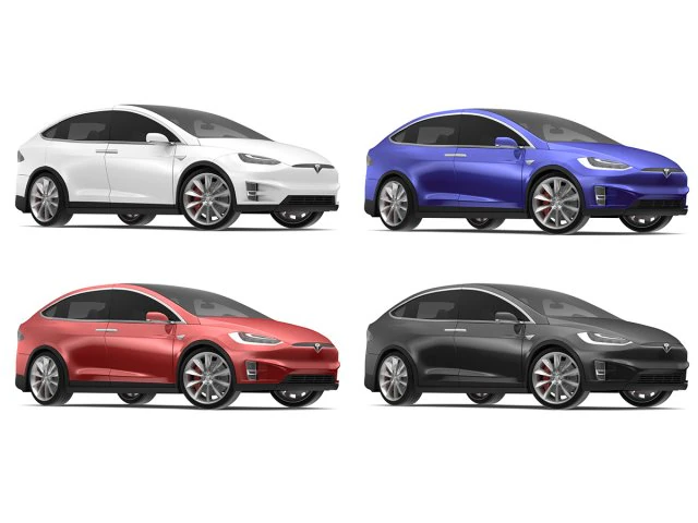 2017 tesla x multi colors 3D Model .c4d .max .obj .3ds .fbx .stl .blend 