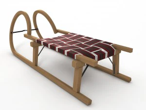 3d wooden sledge model 3D Model
