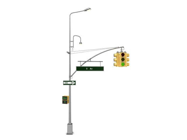 street light with traffic light 3D Model .c4d .max .obj .3ds .fbx .stl .blend