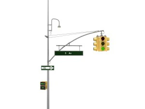 street light with traffic light 3D Model