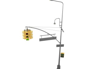 street light with traffic light 3D 모델