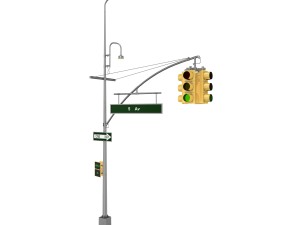 street light with traffic light 3D 모델