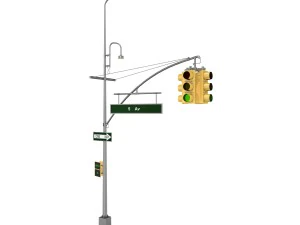street light with traffic light 3D Model