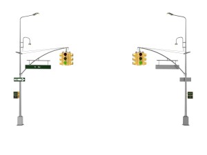 street light with traffic light 3D 모델