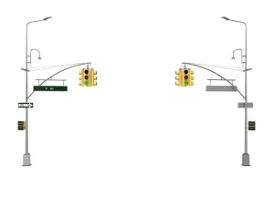 street light with traffic light 3D Model