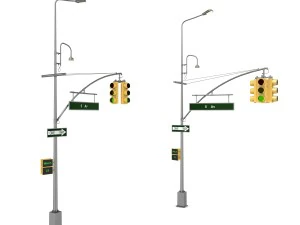 street light with traffic light 3D Model