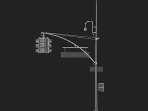street light with traffic light 3D Model
