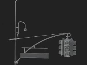 street light with traffic light 3D Model