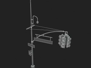 street light with traffic light 3D Model