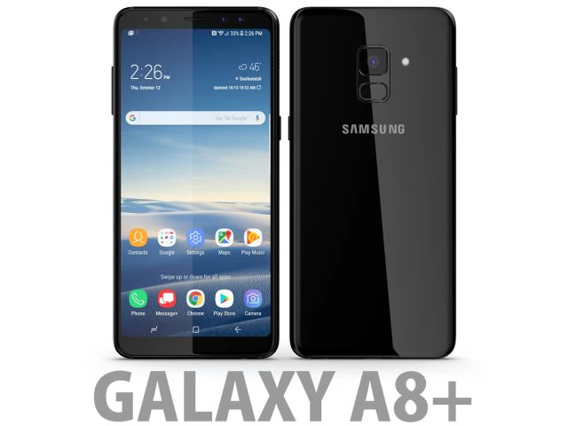 3d samsung galaxy a8 plus 2018 black 3D Model .c4d .max .obj .3ds .fbx .stl .blend 