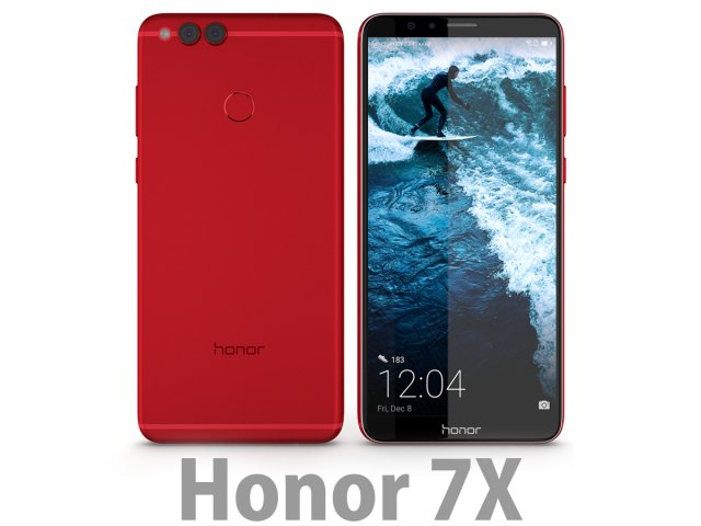 huawei honor 7x red 3D Model .c4d .max .obj .3ds .fbx .stl .blend 