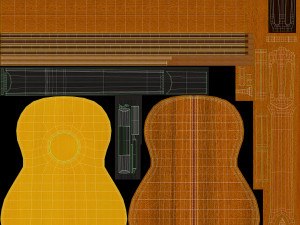 yamaha classical guitar gc12s with stands 3D मॉडल