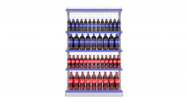 supermarket beverage single wire shelf 3D 模型 .c4d .max .obj .3ds .fbx .stl .blend 