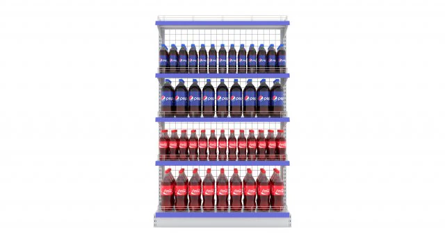 supermarket beverage single wire shelf 3D Model .c4d .max .obj .3ds .fbx .stl .blend 