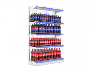supermarket beverage single wire shelf 3D 模型