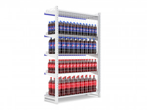 supermarket beverage single wire shelf 3D 模型