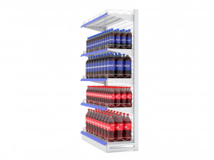supermarket beverage single wire shelf 3D 模型