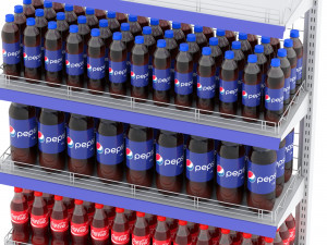 supermarket beverage single wire shelf 3D 模型