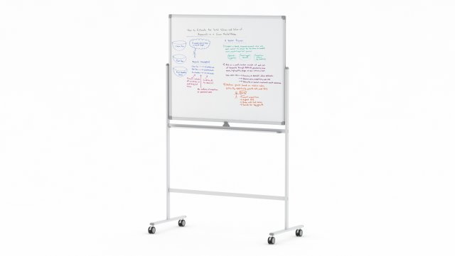 whiteboard with rolling stand 3D Model .c4d .max .obj .3ds .fbx .stl .blend 