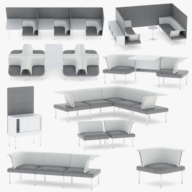 9 office workstation collection Model 3D .c4d .max .obj .3ds .fbx .stl .blend 